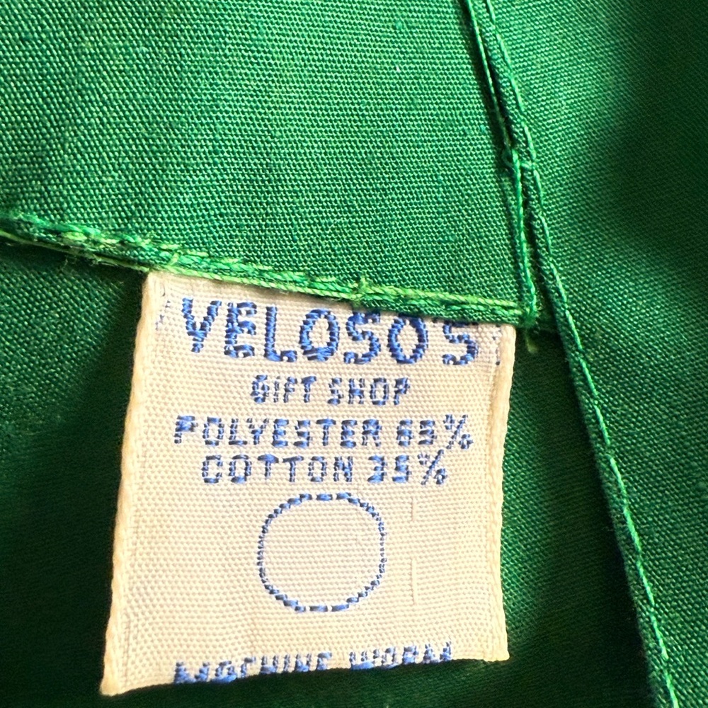 Veloso's Gift Shop NWT Vintage Green Kaftan w/ White Embroidery Coverup Dress OS - Picture 10 of 14